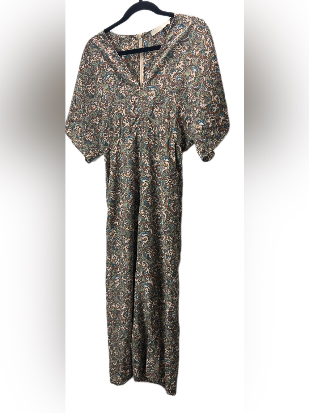 Vanessa Bruno Paisley Wide Leg Jumpsuit Romper Boho Flowy Silk Feel